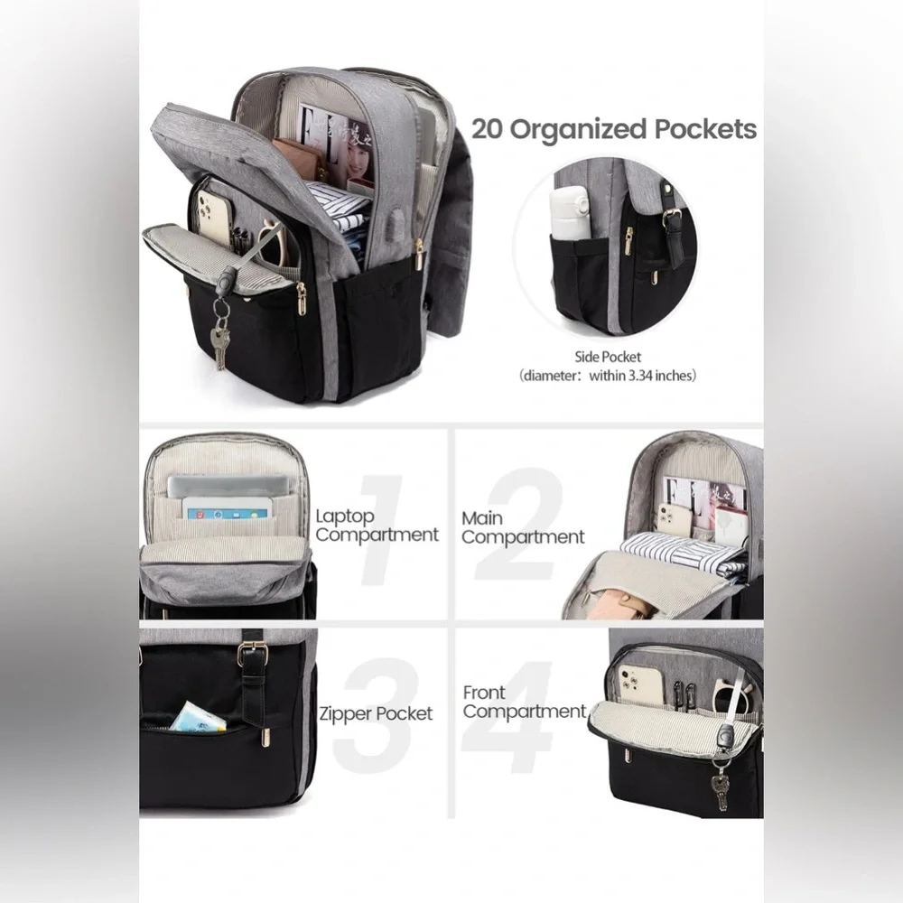LOVEVOOK Travel Laptop Backpack • Anti-Theft • Waterproof • Carry-On Approved - Picture 4 of 8
